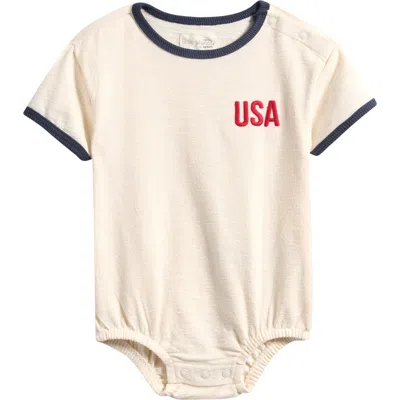 Little Planet Babies'  Usa Cotton Blend Knit Bubble Romper In Neutral