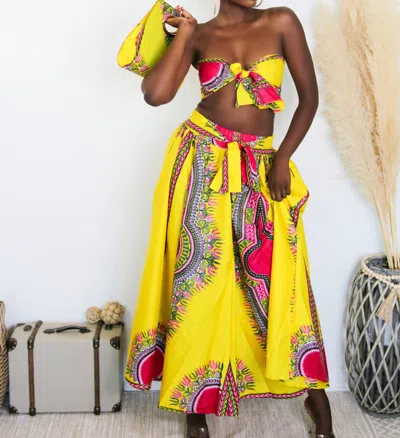 Little Secret Of Mine African Skirt Set In Yellow