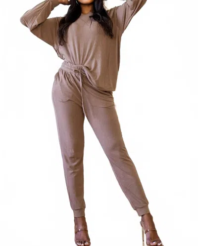 Little Secret Of Mine All Day Me Time Lounge Set In Ash Mocha In Brown