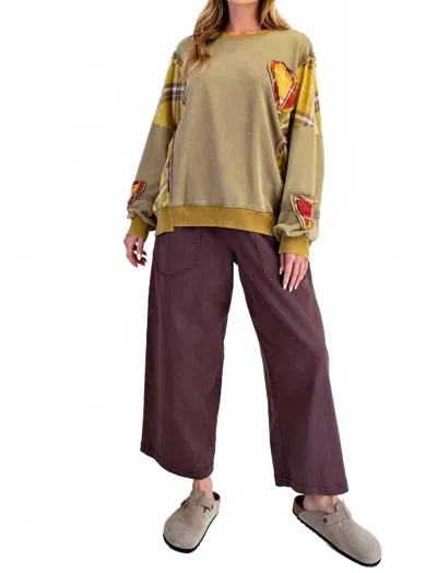 Little Secret Of Mine Heart Full Of Sunshine Patch Sweatshirt In Plaid In Multi