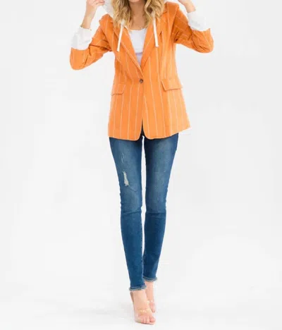 Little Secret Of Mine Hooded Stripe Long Sleeve Blazer In Sunset Stroll In Multi