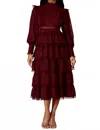 Little Secret Of Mine Long Maxi Dress With Sleeves In Red In Burgundy