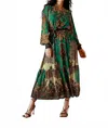 Little Secret Of Mine Pleated Midi Dress In Green In Multi