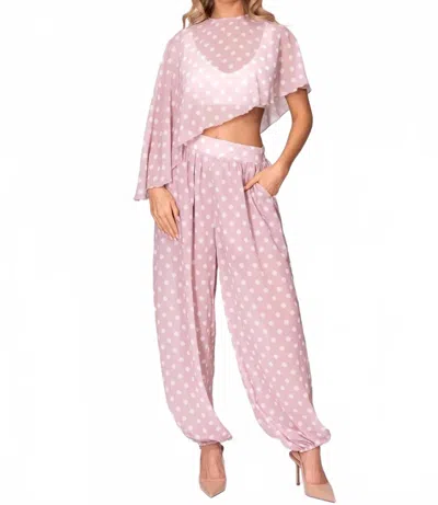 Little Secret Of Mine Polka Dot 2-piece Pants Set In Pink