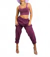 Little Secret Of Mine Ribbed Cropped Top & Corduroy Pocket Front Pants Set In Purple In Purple