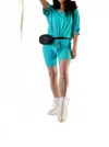 Little Secret Of Mine Ribbed Shorts Set In Aqua Blue In Blue