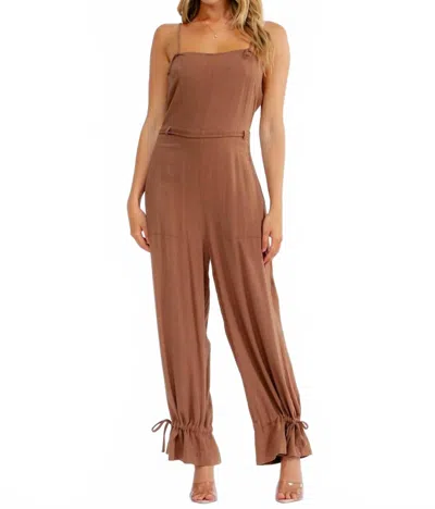 Little Secret Of Mine Sleeveless Square Neck Open Back Jumpsuit In Mocha Chocolate In Brown