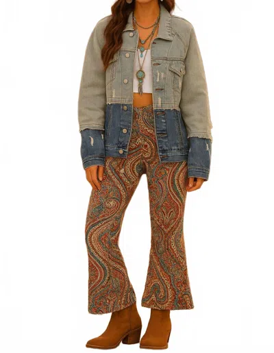 Little Secret Of Mine Split Decision Button Closure Pockets Two-tone Denim Jacket In Blue
