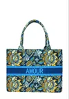 Little Secret Of Mine Women's Amour Tropical Pattern Tote Bag In Floral Blue In Multi