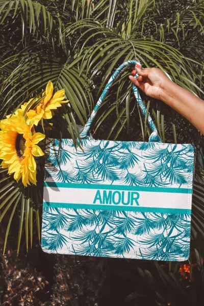 Little Secret Of Mine Women's Amour Tropical Pattern Tote Bag In Green