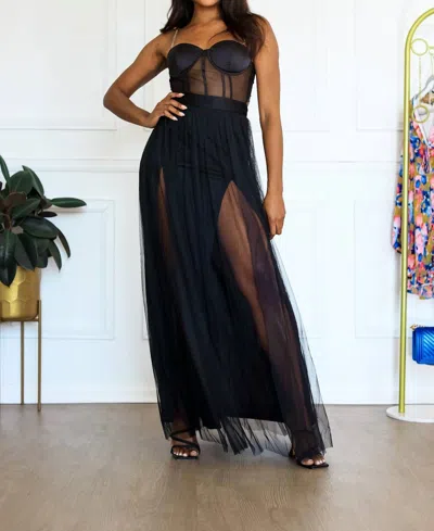 Little Secret Of Mine Women's Corset Tulle Dress In Black In Blue