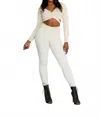 Little Secret Of Mine Women's Long Sleeve Crop Top And Pant Set In Ivory In Neutral