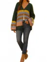 Little Secret Of Mine Wrap Up In Colorblock Long Sleeve Button Closure Cardigan In Mult In Green