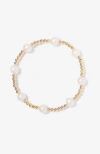 Little Sky Stone Bead 8-pearl Bracelet In Gold