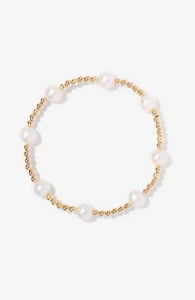 Little Sky Stone Bead 8-pearl Bracelet In Gold