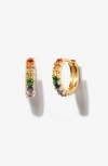 Little Sky Stone Beaded Huggie Earrings In Gold/rainbow