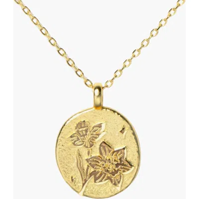 Little Sky Stone Birth Flower Necklace In Daffodil/march
