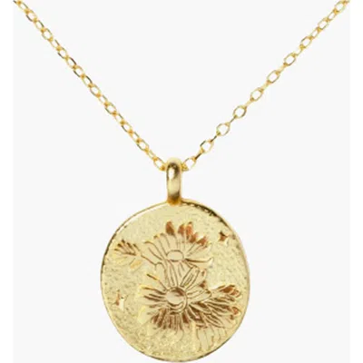 Little Sky Stone Birth Flower Necklace In Daisy/april