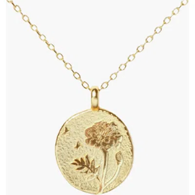 Little Sky Stone Birth Flower Necklace In Marigold/october