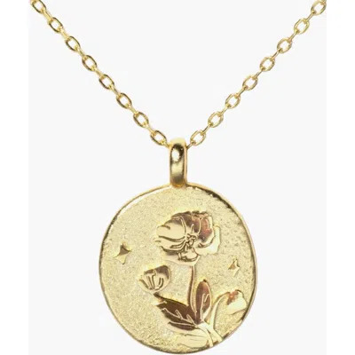 Little Sky Stone Birth Flower Necklace In Poppy/august