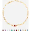 Little Sky Stone Birthstone Paperclip Chain Bracelet In Gold