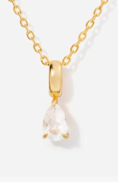 Little Sky Stone Birthstone Teardrop Necklace In Gold