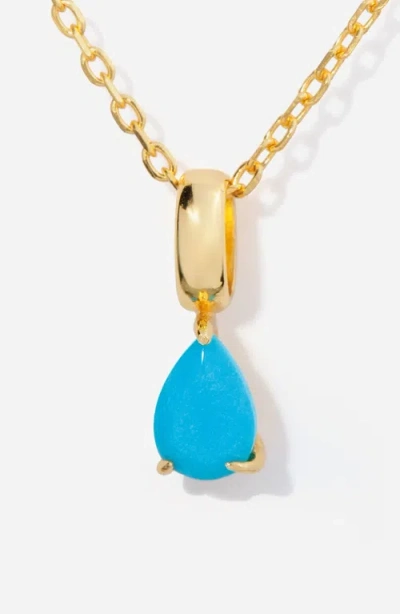 Little Sky Stone Birthstone Teardrop Necklace In Gold