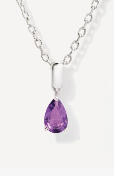 Little Sky Stone Birthstone Teardrop Necklace In Purple