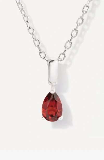 Little Sky Stone Birthstone Teardrop Necklace In Silver