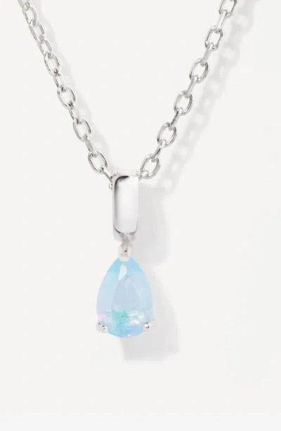 Little Sky Stone Birthstone Teardrop Necklace In Silver