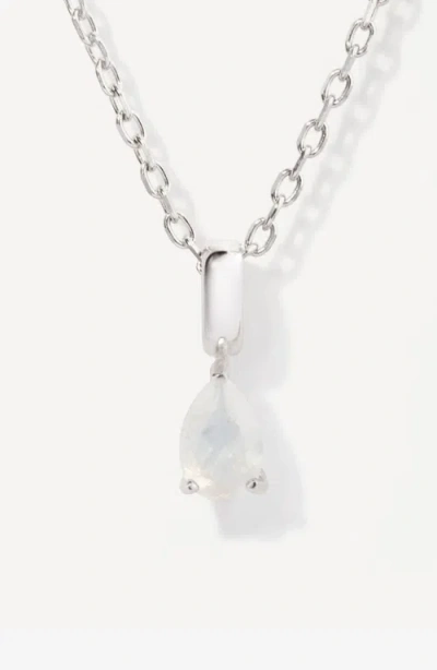 Little Sky Stone Birthstone Teardrop Necklace In Silver
