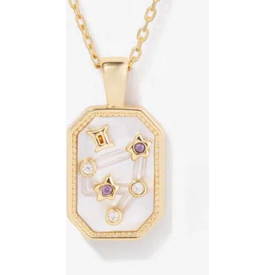 Little Sky Stone Birthstone Zodiac Charm Necklace In Gold