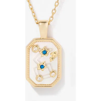Little Sky Stone Birthstone Zodiac Charm Necklace In Gold