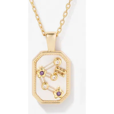 Little Sky Stone Birthstone Zodiac Charm Necklace In Gold