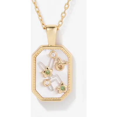 Little Sky Stone Birthstone Zodiac Charm Necklace In Gold