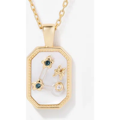 Little Sky Stone Birthstone Zodiac Charm Necklace In Gold