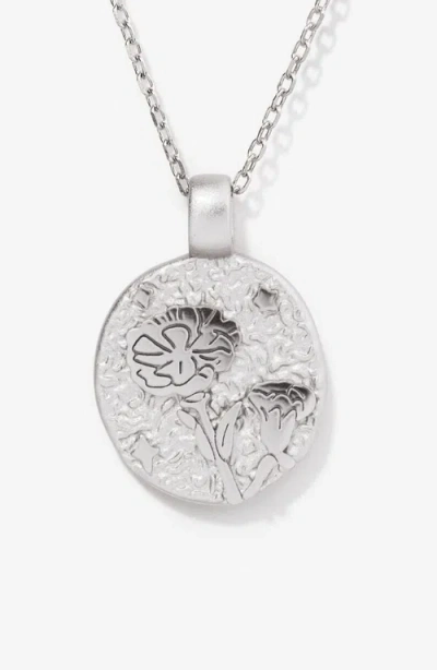 Little Sky Stone Carnation January Birth Flower Silver Necklace In Metallic