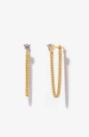 Little Sky Stone Chained Moissanite Earrings In Gold With Clear Stone