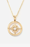 Little Sky Stone Compass Pendant Necklace In Gold