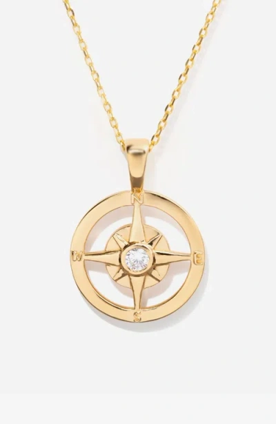 Little Sky Stone Compass Pendant Necklace In Gold