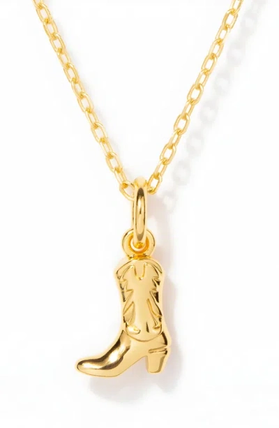 Little Sky Stone Cowgirl Boot Charm Necklace In Gold