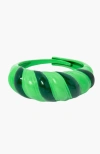 Little Sky Stone Croissant Ring In Emerald Green
