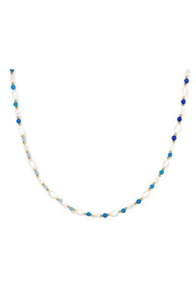 Little Sky Stone Eliza Pearl Bead Necklace In Blue