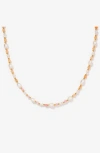 Little Sky Stone Eliza Pearl Bead Necklace In Pink/gold