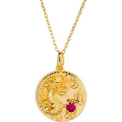 Little Sky Stone Fiery Dragon Necklace In Gold