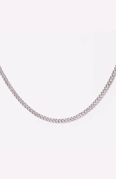Little Sky Stone Flat Curb Chain Necklace In Sleek And Silver