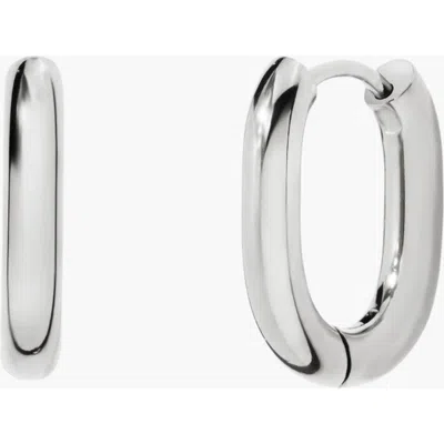 Little Sky Stone Halo Oval Hoop Earrings In White