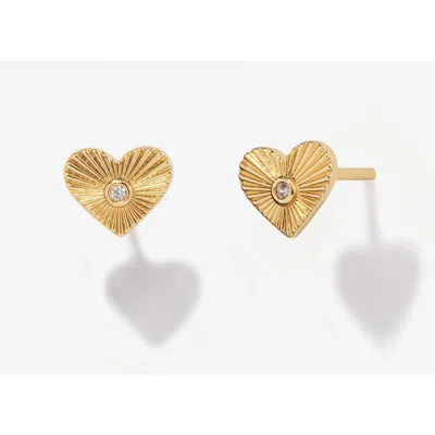 Little Sky Stone Isla Mini Heart Stud Earrings In Gold