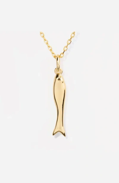 Little Sky Stone Lucky Fish Charm Necklace In Gold