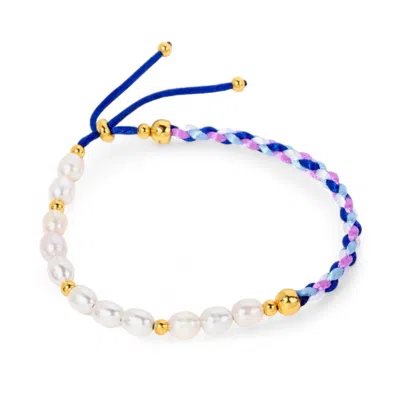 Little Sky Stone Men's Zara Bead Blue Pearl Cord Bracelet